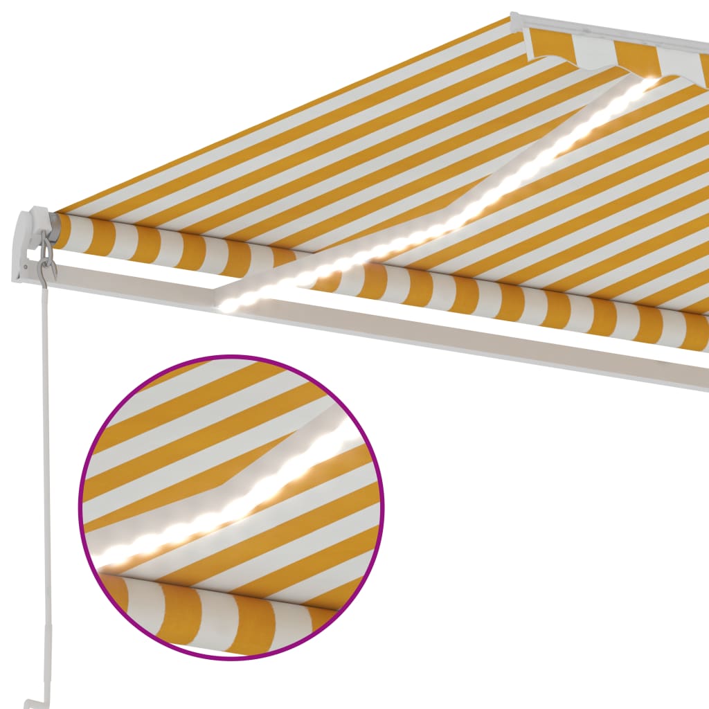 Manual Retractable Awning with LED 600x300 cm Yellow and White