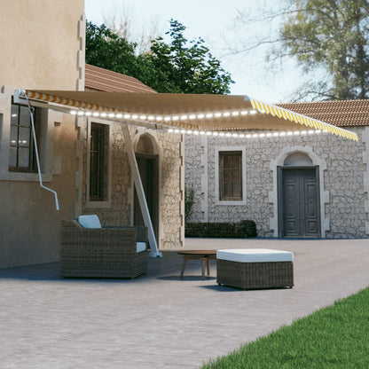 Manual Retractable Awning with LED 600x300 cm Yellow and White