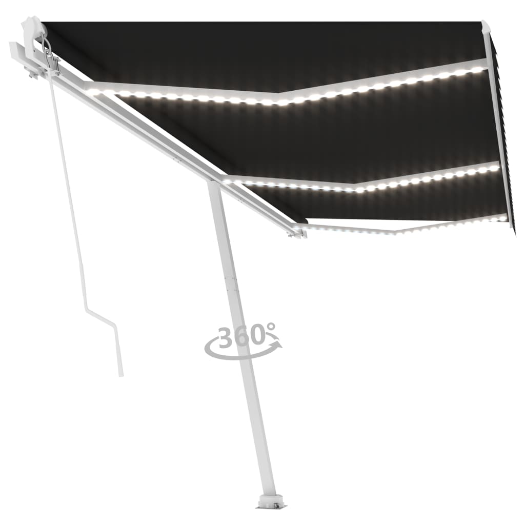 Manual Retractable Awning with LED 600x300 cm Anthracite