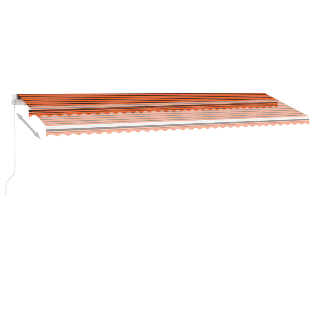 Manual Retractable Awning with LED 600x300 cm Orange and Brown