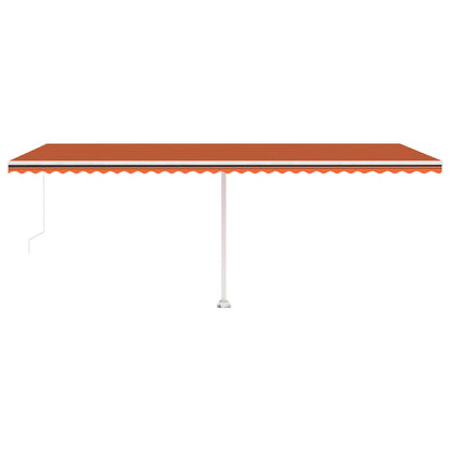 Manual Retractable Awning with LED 600x300 cm Orange and Brown