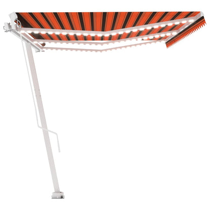 Manual Retractable Awning with LED 600x300 cm Orange and Brown