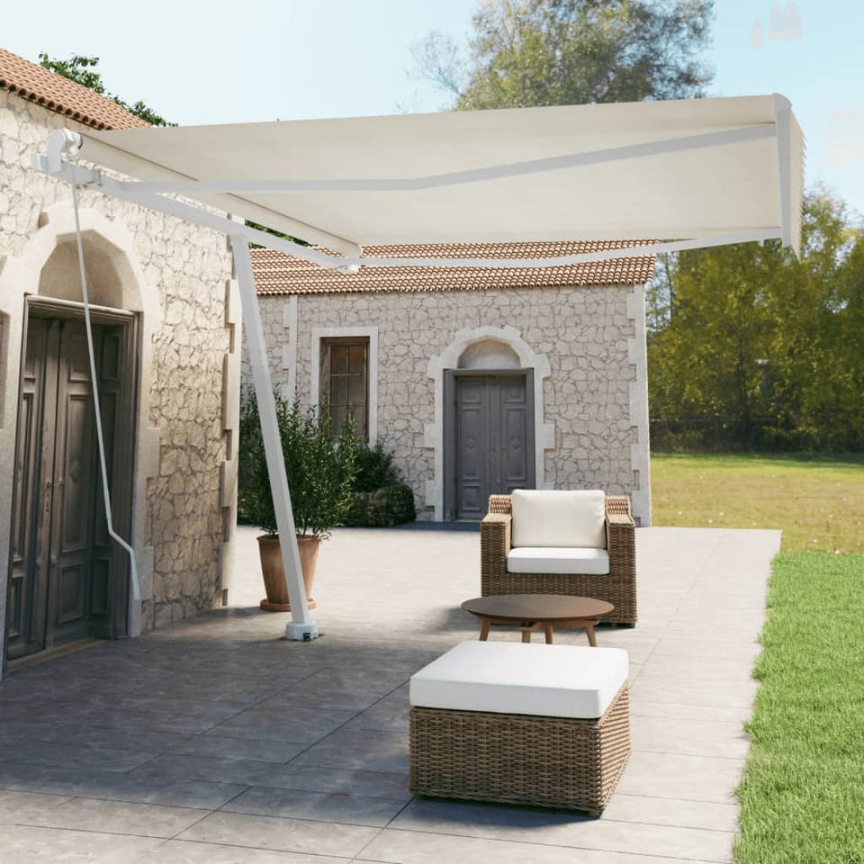 Freestanding Manual Retractable Awning 400x350 cm Cream