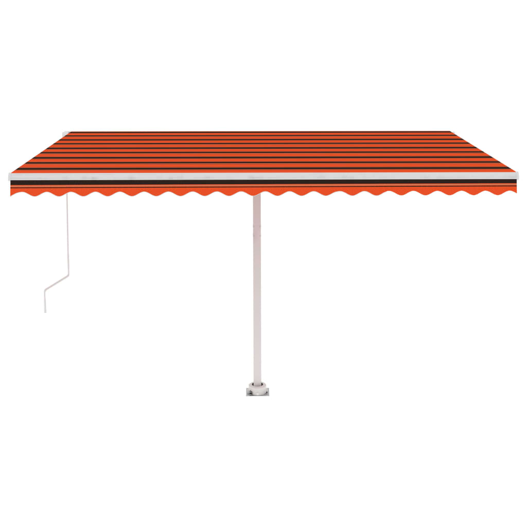 Manual Retractable Awning with LED 450x350 cm Orange and Brown