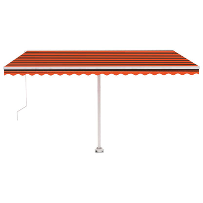 Manual Retractable Awning with LED 450x350 cm Orange and Brown