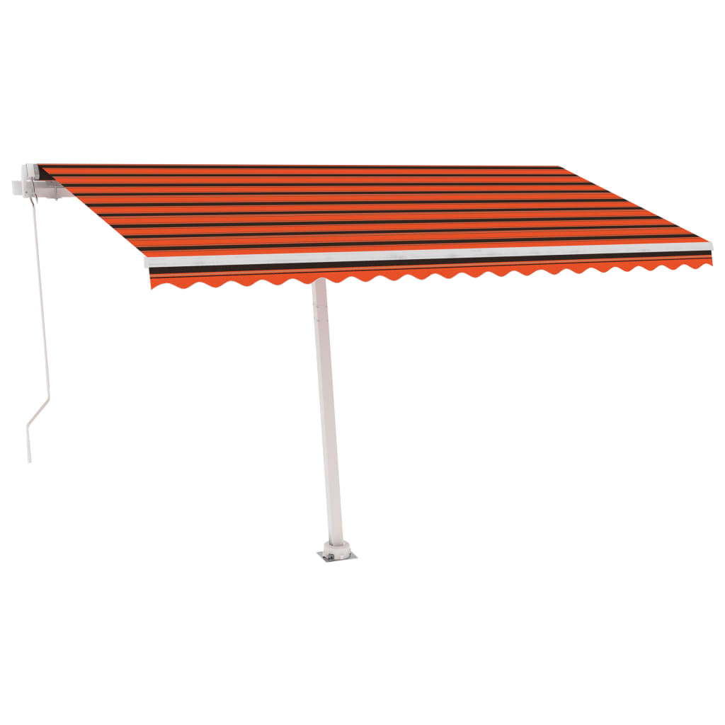 Manual Retractable Awning with LED 450x350 cm Orange and Brown