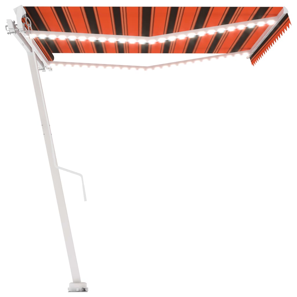 Manual Retractable Awning with LED 450x350 cm Orange and Brown