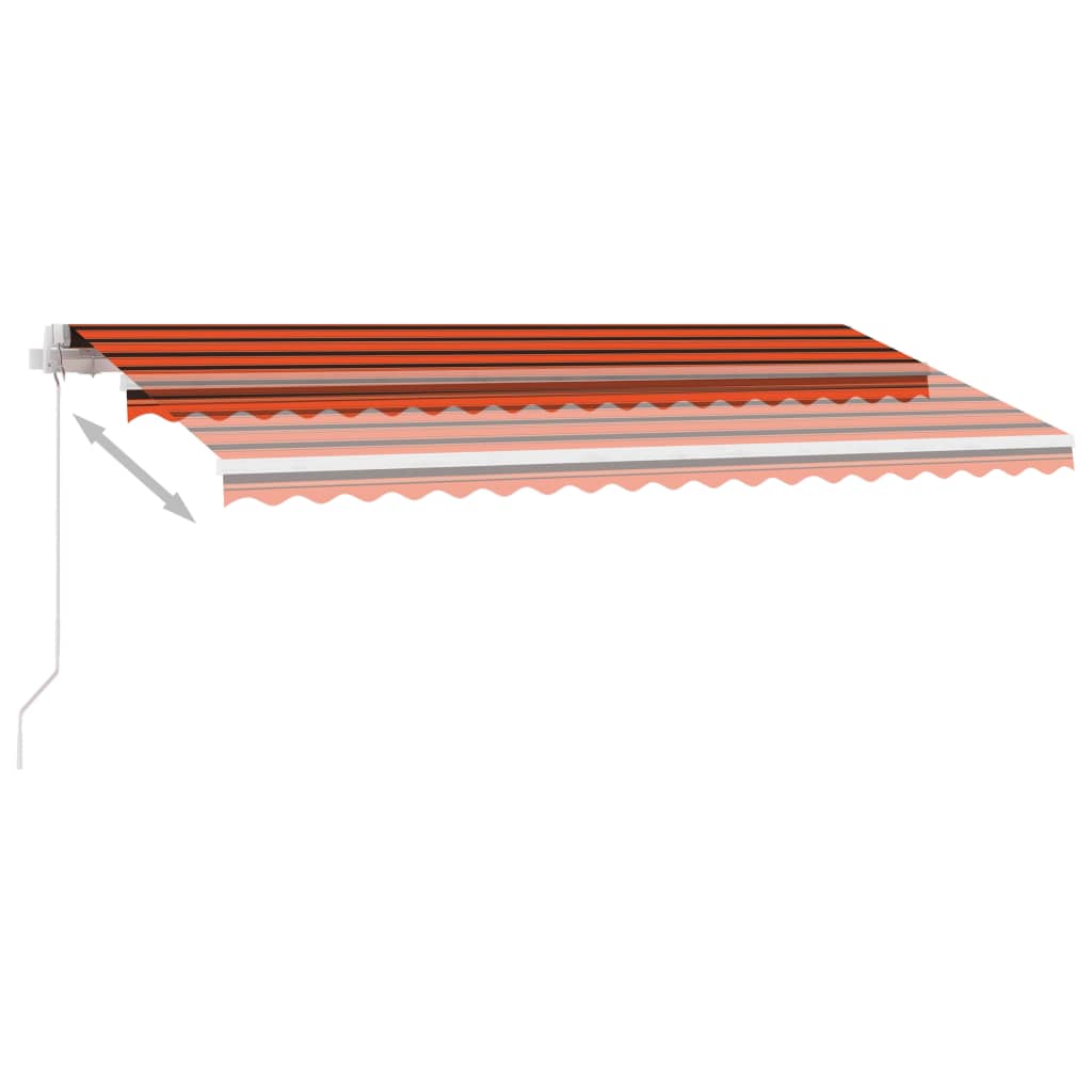 Manual Retractable Awning with LED 450x350 cm Orange and Brown