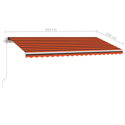 Manual Retractable Awning with LED 450x350 cm Orange and Brown