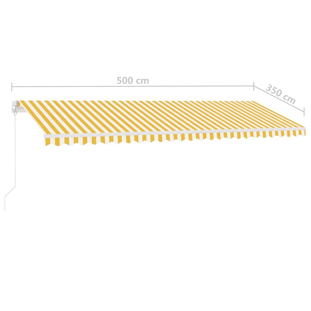 Manual Retractable Awning with LED 500x350 cm Yellow and White