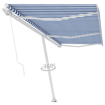 Manual Awning 6 x 3.5 m Blue and White Stripe 100% Polyester