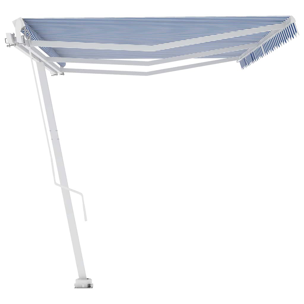 Manual Awning 6 x 3.5 m Blue and White Stripe 100% Polyester