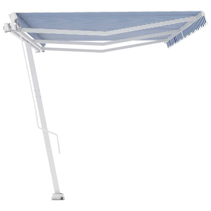 Manual Awning 6 x 3.5 m Blue and White Stripe 100% Polyester