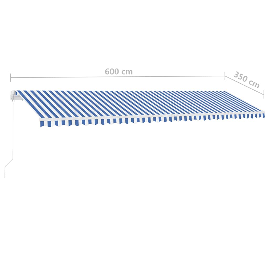 Manual Awning 6 x 3.5 m Blue and White Stripe 100% Polyester