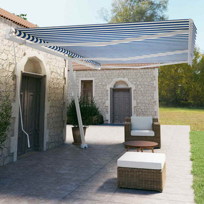 Manual Awning 6 x 3.5 m Blue and White Stripe 100% Polyester