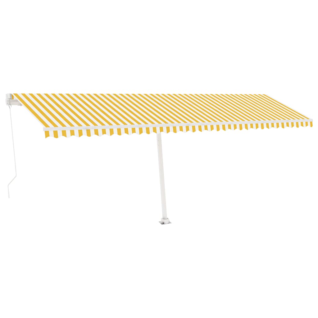 Manual Awning 6 x 3.5 m Yellow and White Stripe 100% Polyester