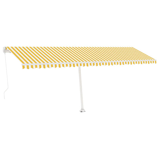Manual Awning 6 x 3.5 m Yellow and White Stripe 100% Polyester