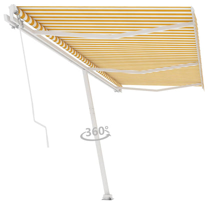 Manual Awning 6 x 3.5 m Yellow and White Stripe 100% Polyester