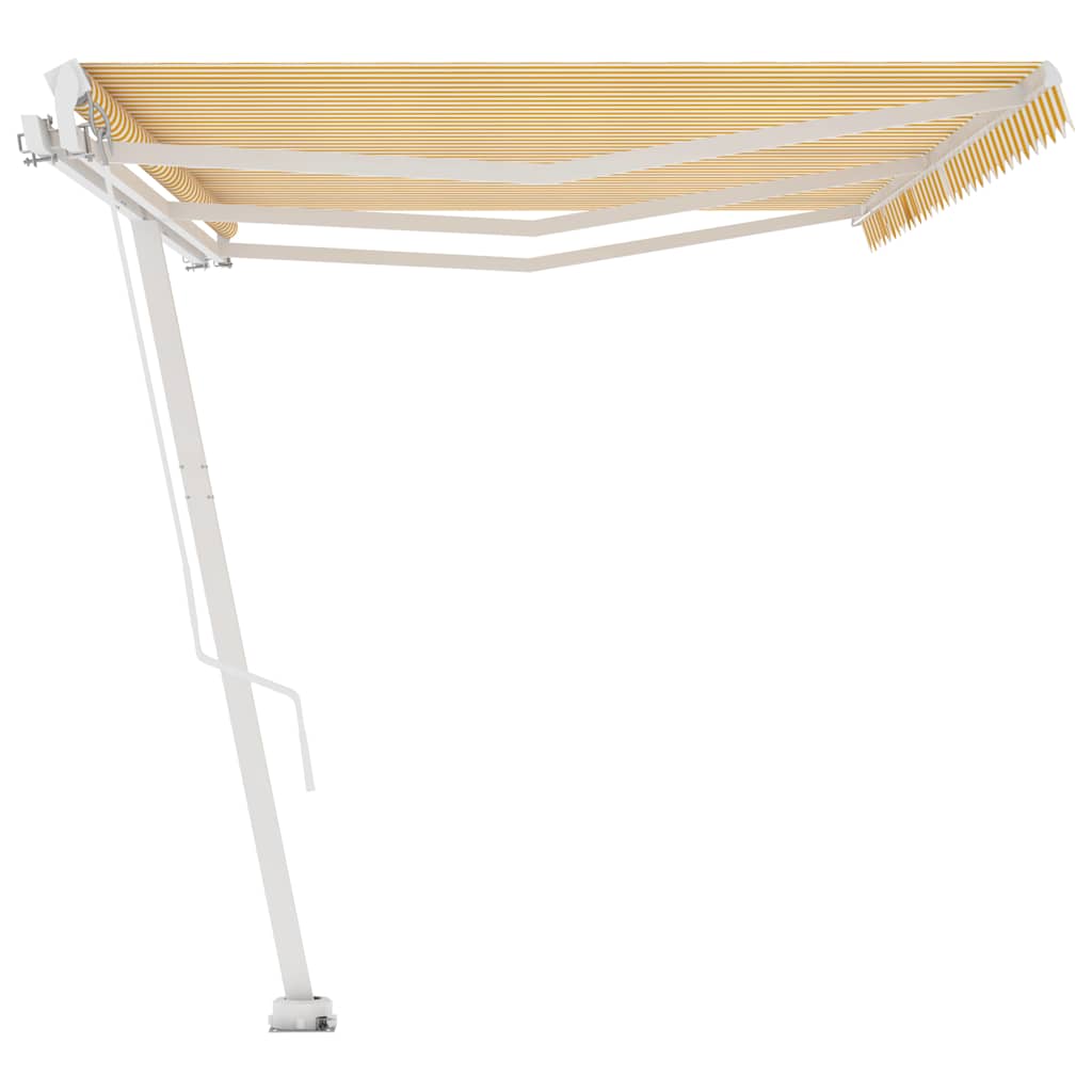 Manual Awning 6 x 3.5 m Yellow and White Stripe 100% Polyester
