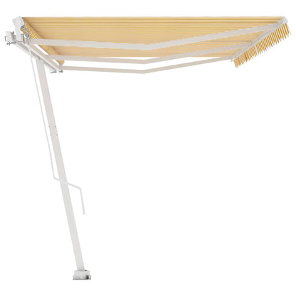 Manual Awning 6 x 3.5 m Yellow and White Stripe 100% Polyester