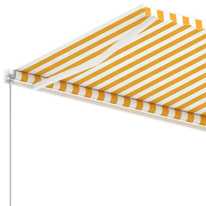 Manual Awning 6 x 3.5 m Yellow and White Stripe 100% Polyester