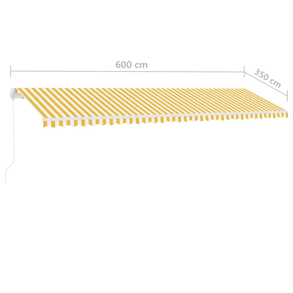 Manual Awning 6 x 3.5 m Yellow and White Stripe 100% Polyester