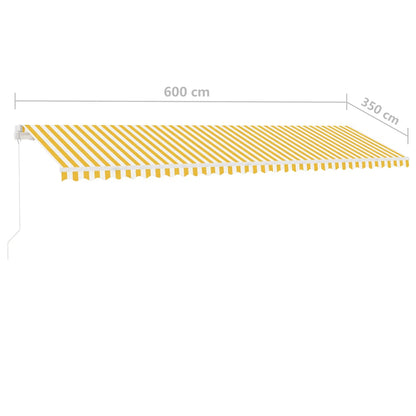 Manual Awning 6 x 3.5 m Yellow and White Stripe 100% Polyester