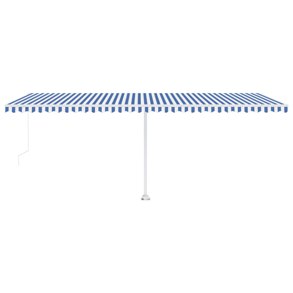 Manual Retractable Awning with LED 600x350 cm Blue and White