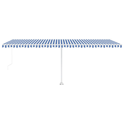 Manual Retractable Awning with LED 600x350 cm Blue and White