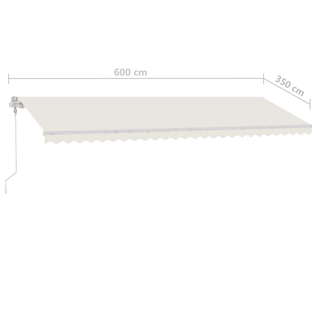 Manual Retractable Awning with LED 600x350 cm Cream