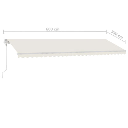 Manual Retractable Awning with LED 600x350 cm Cream