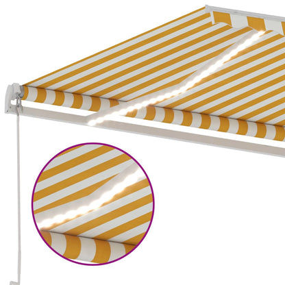 Manual Retractable Awning with LED 600x350 cm Yellow and White