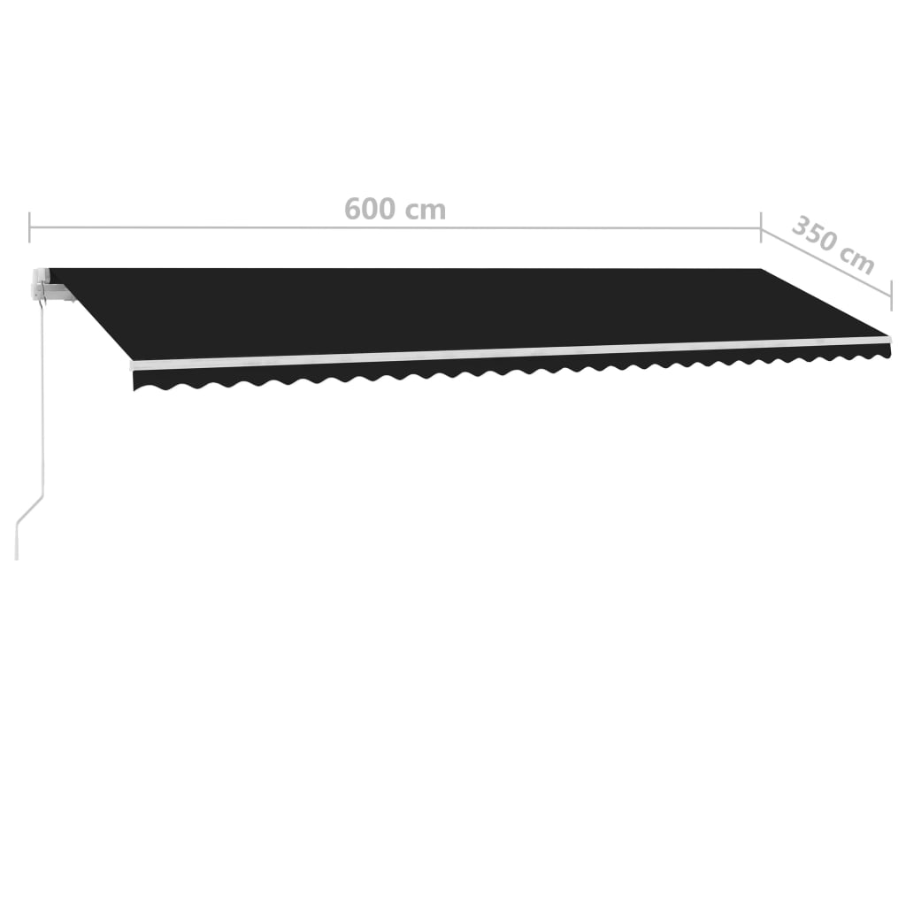 Manual Retractable Awning with LED 600x350 cm Anthracite