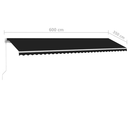 Manual Retractable Awning with LED 600x350 cm Anthracite