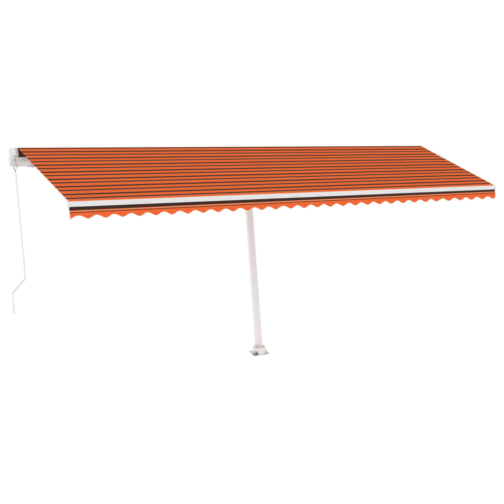 Manual Retractable Awning with LED 600x350 cm Orange and Brown