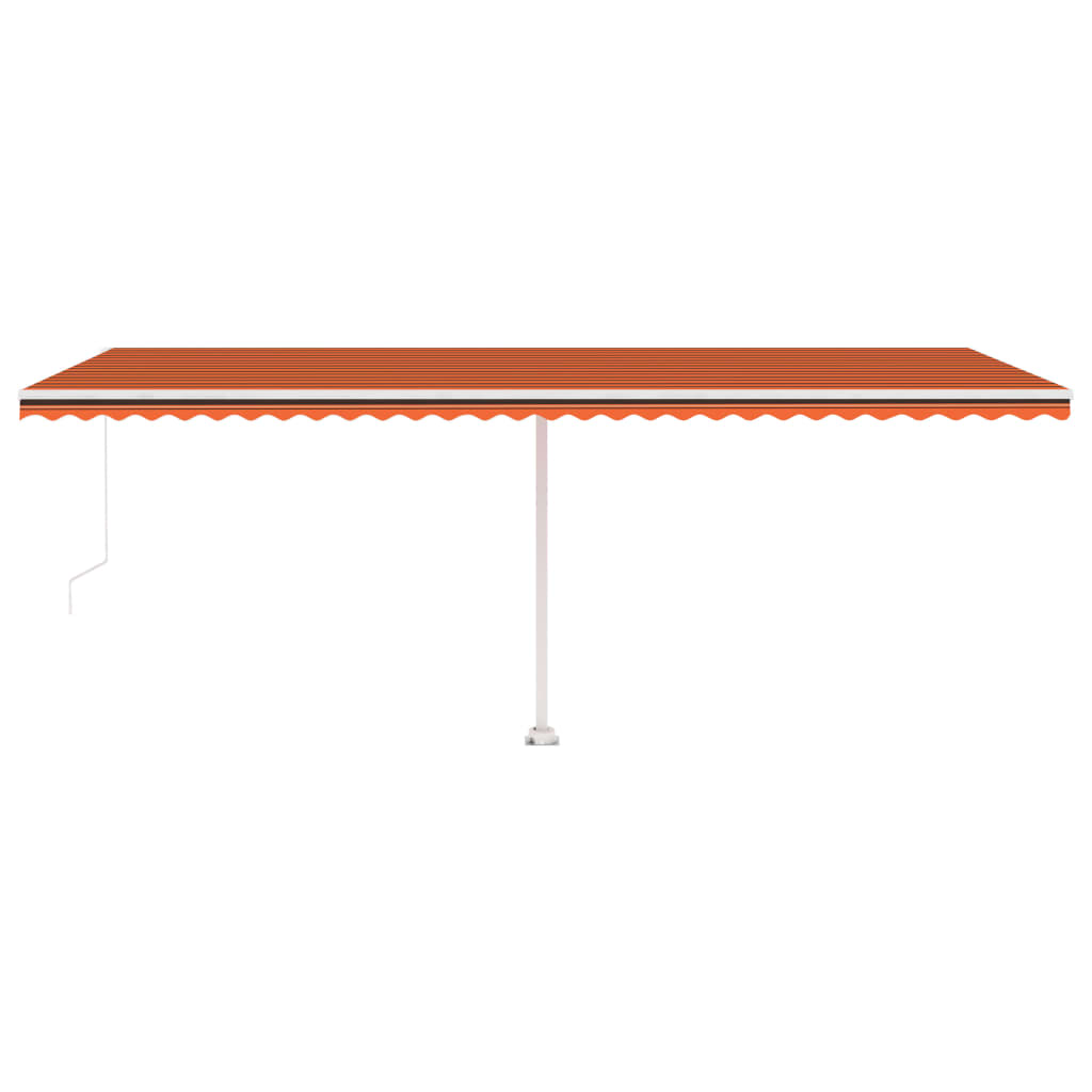 Manual Retractable Awning with LED 600x350 cm Orange and Brown