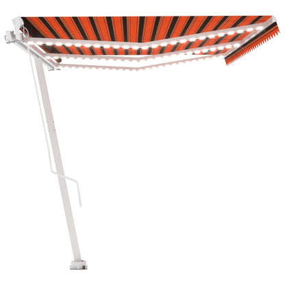 Manual Retractable Awning with LED 600x350 cm Orange and Brown