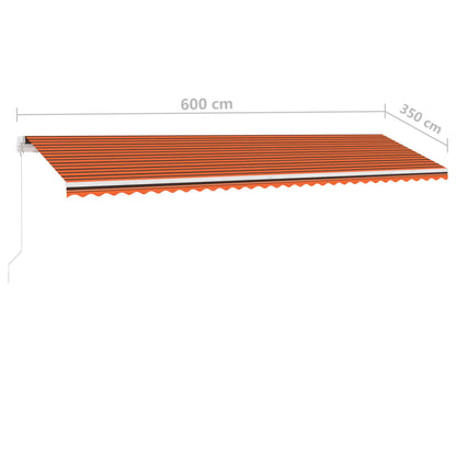 Manual Retractable Awning with LED 600x350 cm Orange and Brown