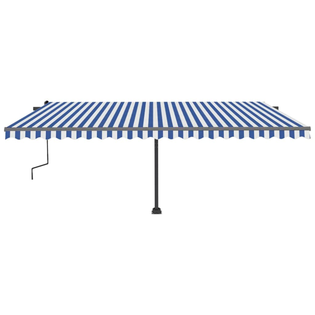 Manual Retractable Awning with LED 500x300 cm Blue and White