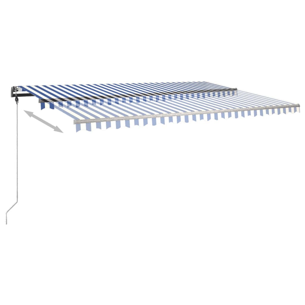 Manual Retractable Awning with LED 500x300 cm Blue and White