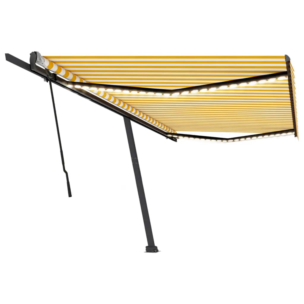 Manual Retractable Awning with LED 500x300 cm Yellow and White