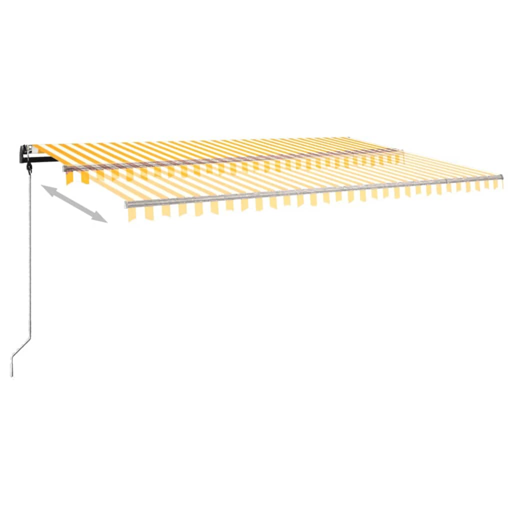 Manual Retractable Awning with LED 500x300 cm Yellow and White