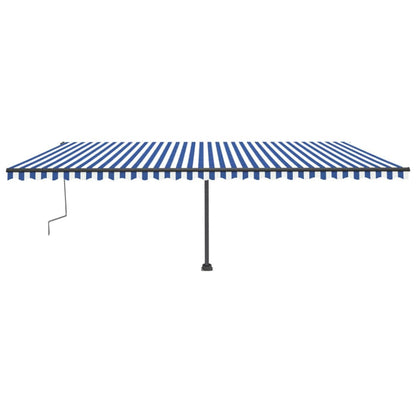 Manual Retractable Awning with LED 600x300 cm Blue and White