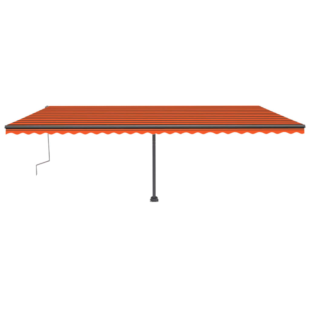 Manual Retractable Awning with LED 600x300 cm Orange and Brown