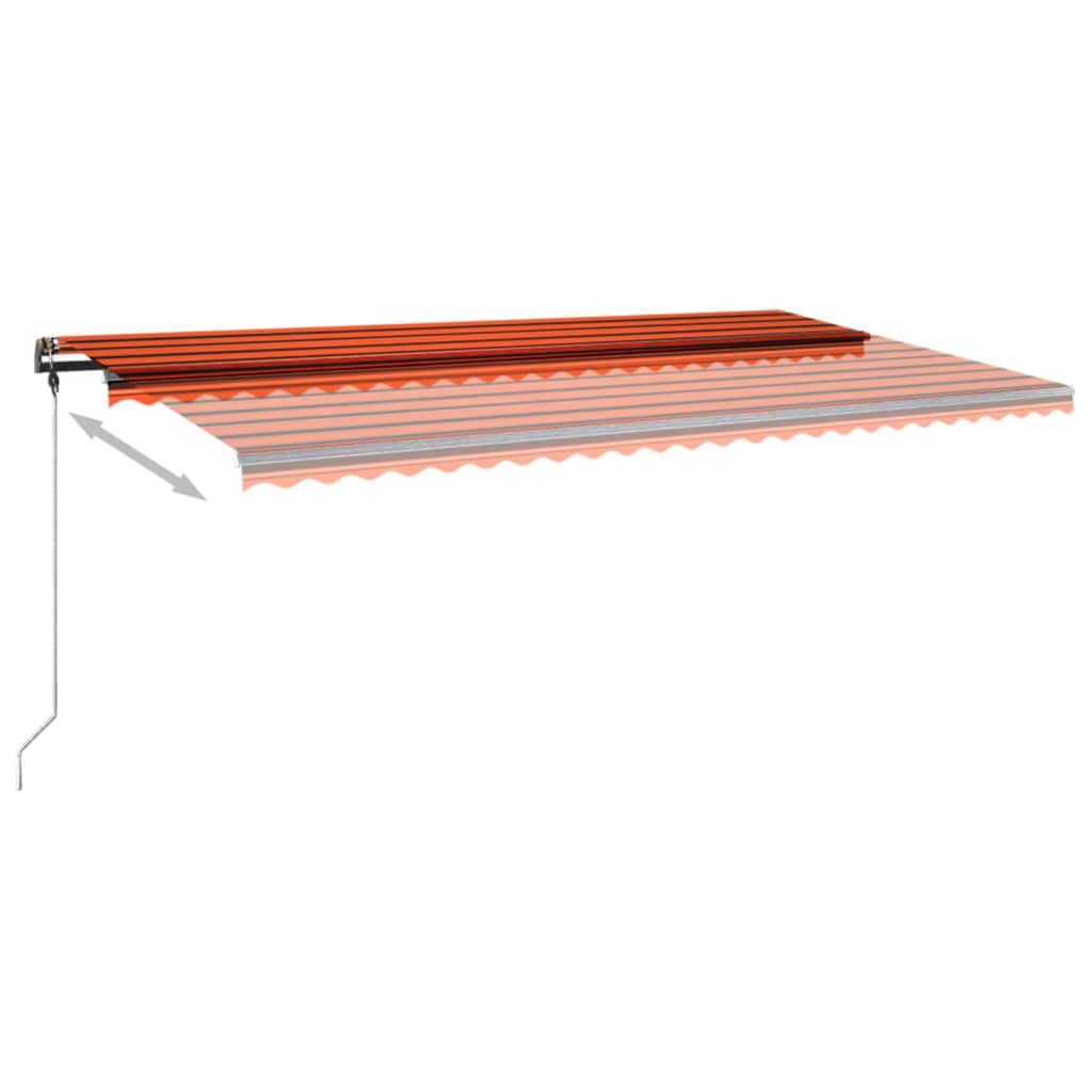 Manual Retractable Awning with LED 600x300 cm Orange and Brown