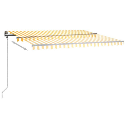 Manual Retractable Awning with LED 450x350 cm Yellow and White