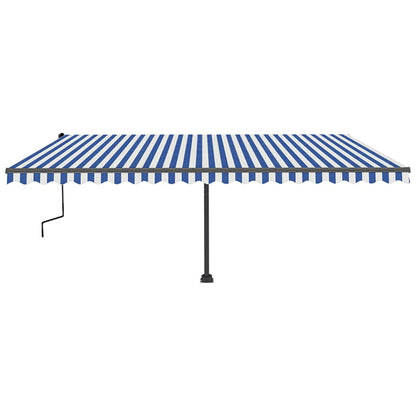 Manual Retractable Awning with LED 500x350 cm Blue and White