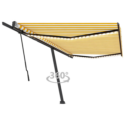 Manual Retractable Awning with LED 500x350 cm Yellow and White