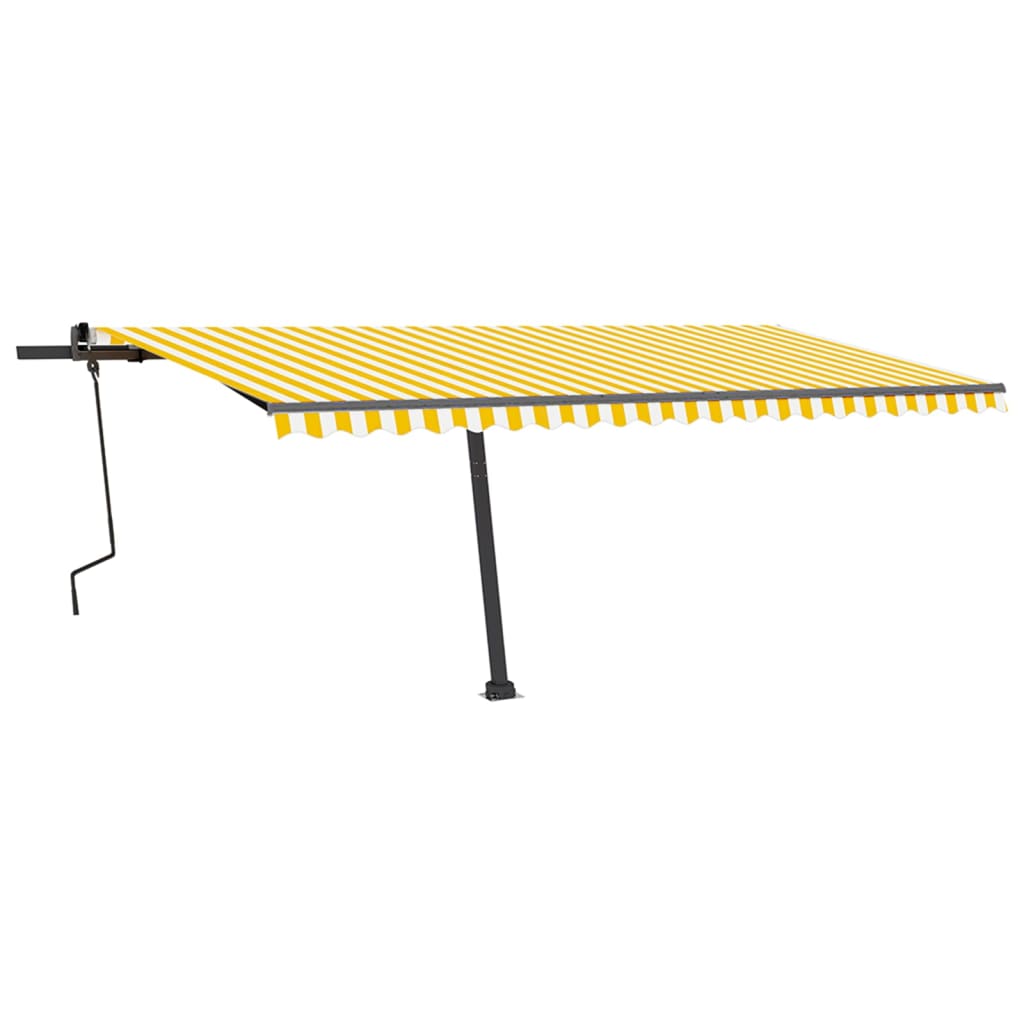 Manual Retractable Awning with LED 500x350 cm Yellow and White