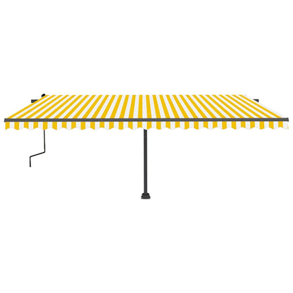 Manual Retractable Awning with LED 500x350 cm Yellow and White